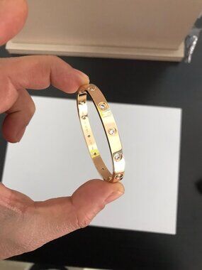 Cartier Love Bracelet - Rose Gold - Size 18 - Four Diamonds